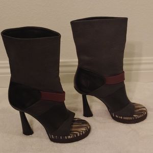 Balenciaga tall multi color open toe boots